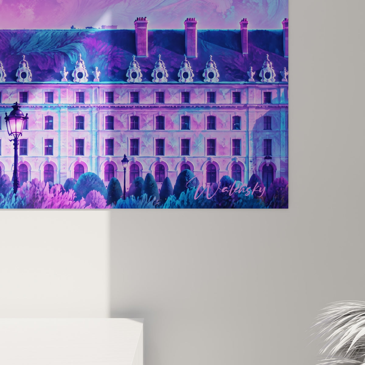 Détail du grain pictural révélant les nuances violettes, turquoise et dorées du dôme des Invalides
