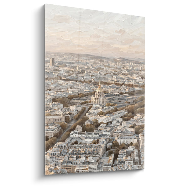 Golden Dome Painting Overlooking Parisian Roofs - Celestial Panorama - Hôtel des Invalides Edition, Île-de-France, France