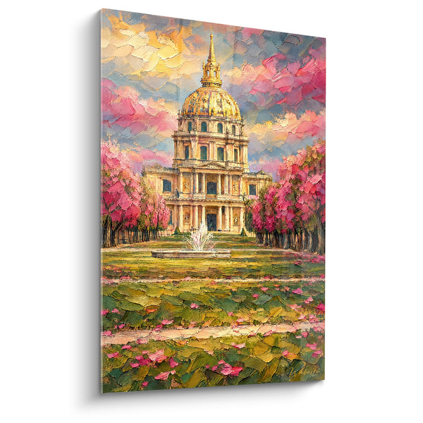 Tableau Dôme doré aux arbres roses fleuris - Éclosion monumentale - Edition Hôtel des Invalides  Île-de-France  France