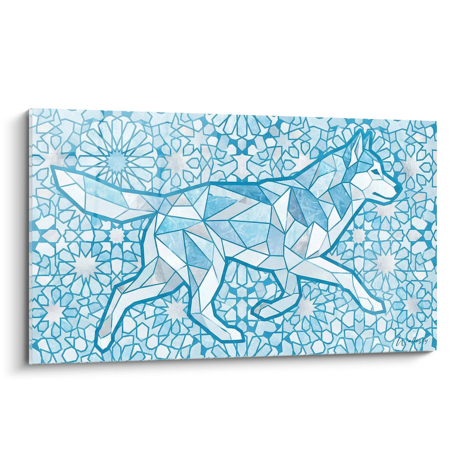 Tableau Husky Géométrique Bleu et Blanc - Origami Arctique - Edition Husky Sibérien