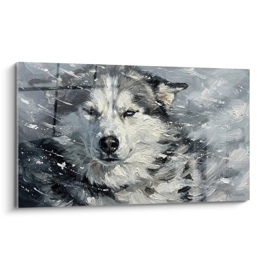Tableau Husky Sibérien dans la Tempête Hivernale - Tourbillon Arctique - Edition Husky Sibérien