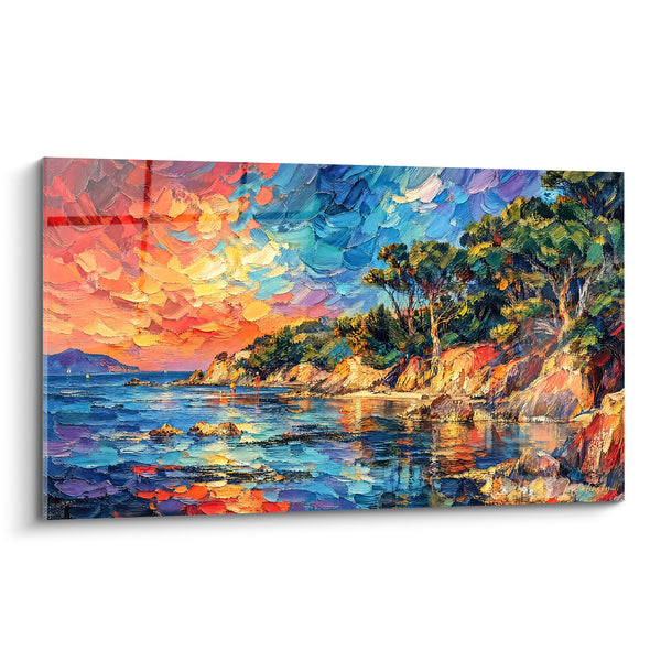 Tableau Calanque bleu orangé au coucher du soleil - Dernière lueur du soir - Edition Hyères Provence-Alpes-Côte d'Azur France