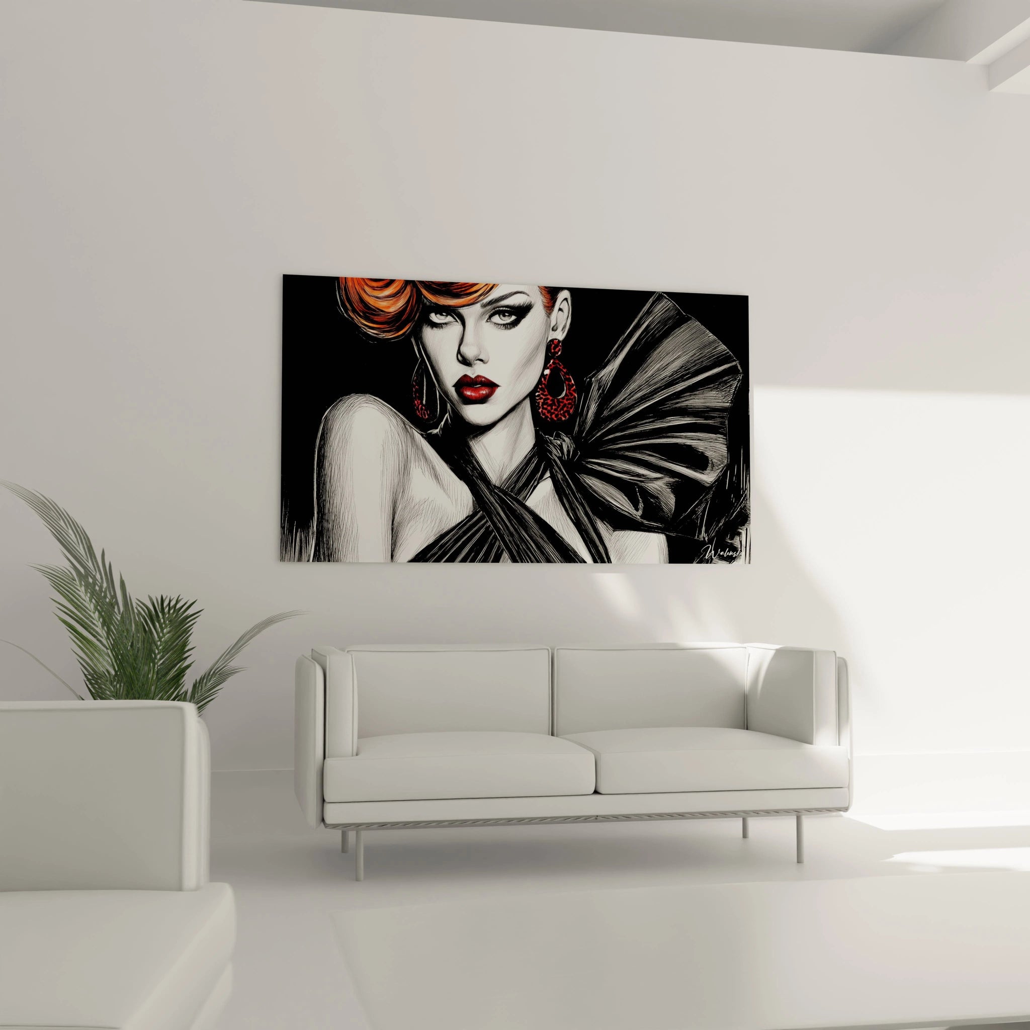 Tableau glamour noir et rouge de Walensky représentant une femme séduisante avec un style moderne