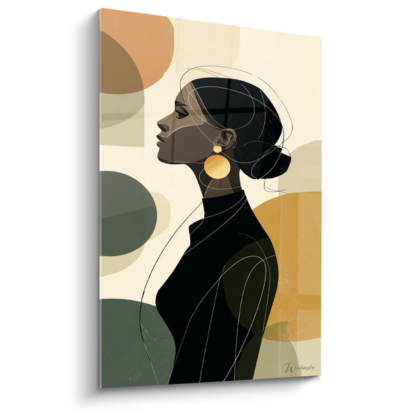Elegant Silhouette Artwork in Ochre Green Tones - Silent Elegance - Fashion Illustration Edition