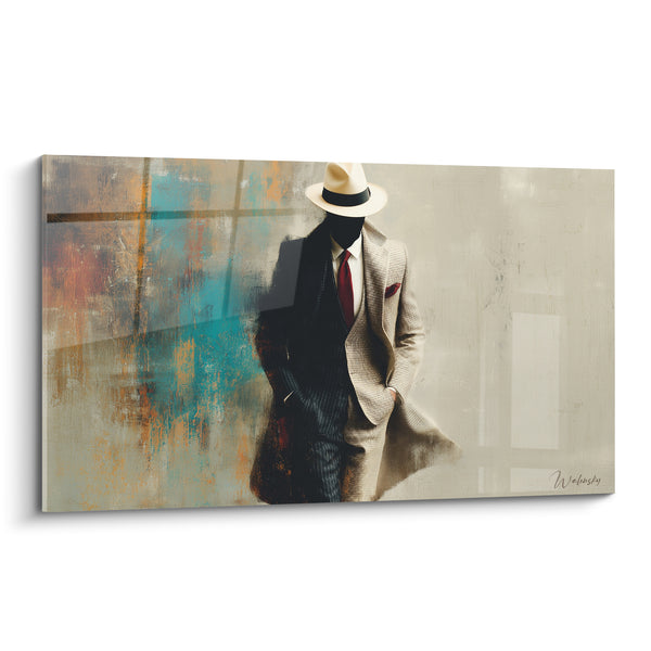 Elegant Man with Hat Beige Silhouette Dark - Anonymous Silhouette - Fashion Illustration Edition