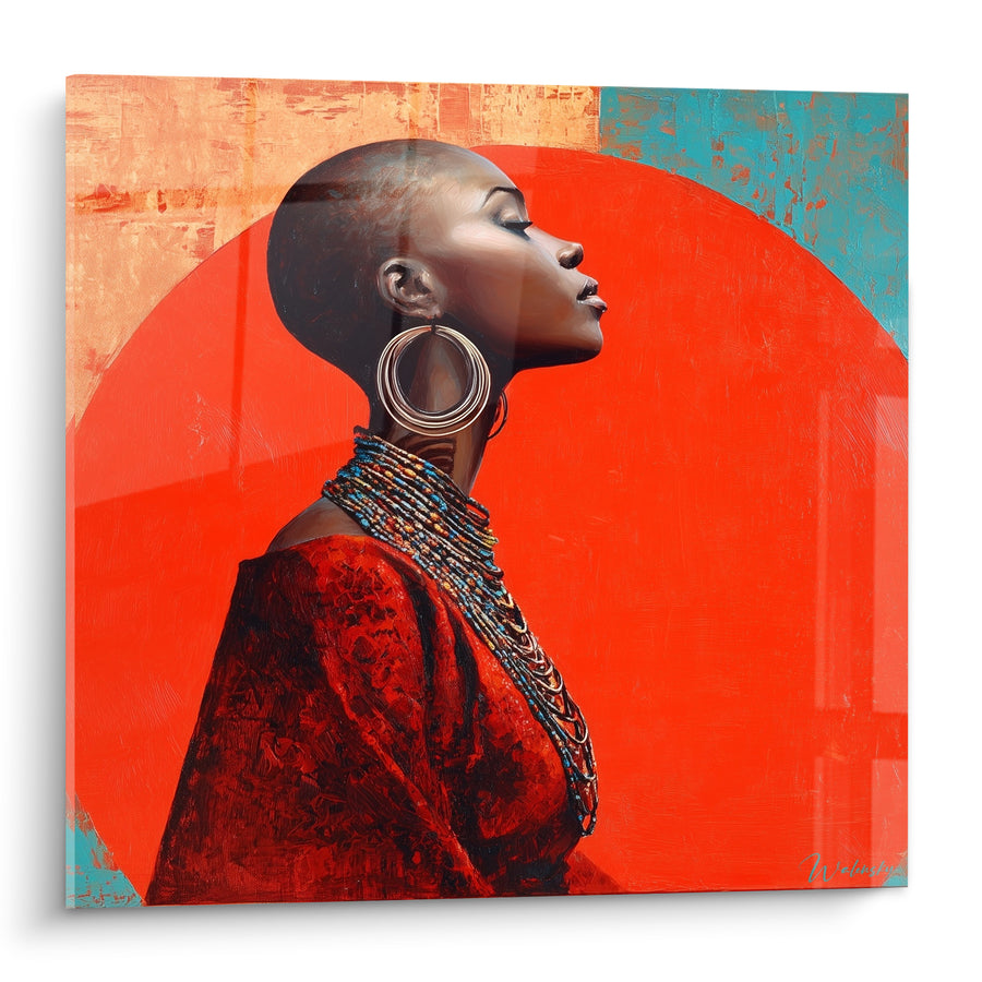 Tableau Femme au profil rouge et turquoise - Port altier - Edition Illustration de mode