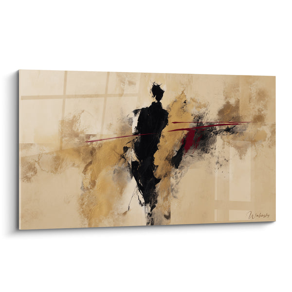 Black Silhouette with Red Lines Artwork - Silent Walk - Fashion Illustration Edition
