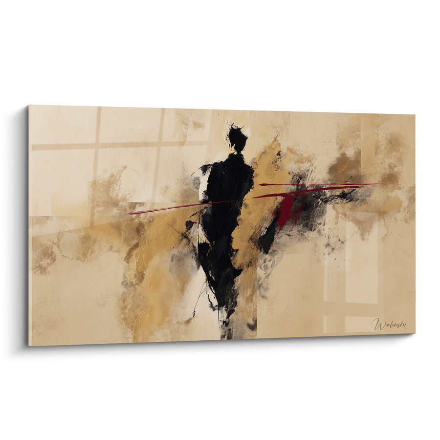 Tableau Silhouette noire aux traits rouges - Marche silencieuse - Edition Illustration de mode