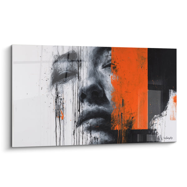 Painting Gray and Orange Face with Black Runs - Fragment of Emotion - Fashion Illustration Edition
