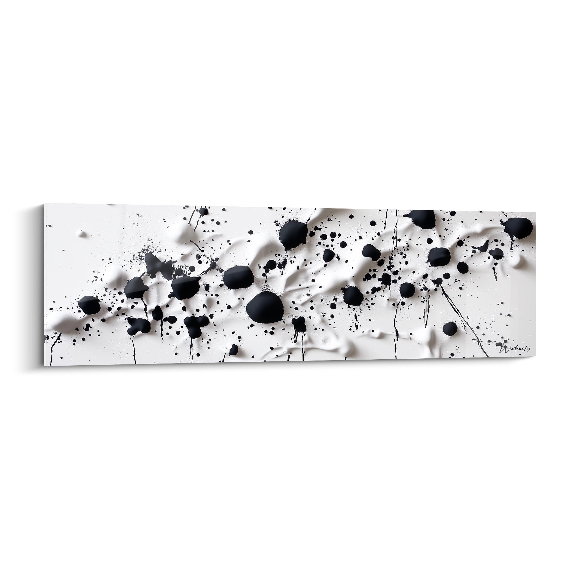 Tableau tacheté noir et blanc de Walensky avec éclaboussures artistiques pour décoration moderne