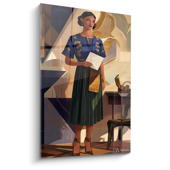 Gemälde inspiriert von Frau in Blau, die einen Brief liest von Johannes Vermeer Nr. 2 – Hommage an berühmten Künstler