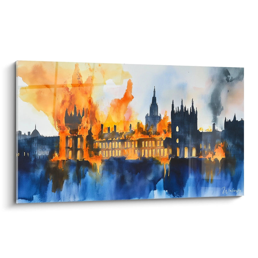 Tableau inspiré par L’Incendie du Parlement de  J.M.W. Turner N°1 – Hommage Artiste Célèbre