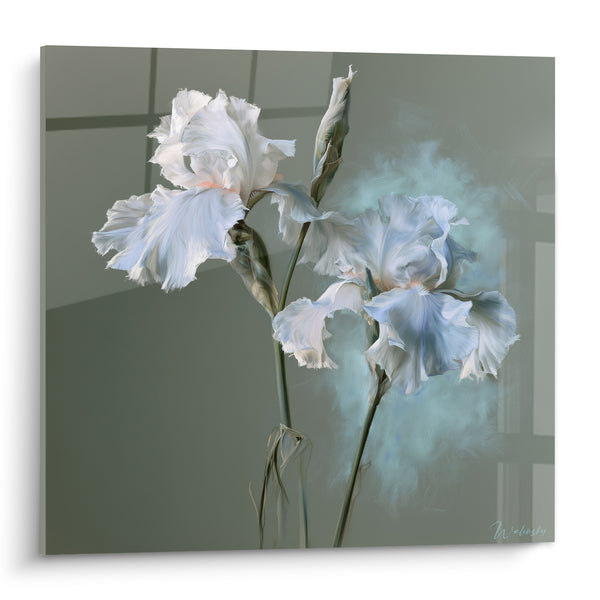 Tableau Fleurs blanches aux pétales froissés - Douceur printanière - Edition Iris