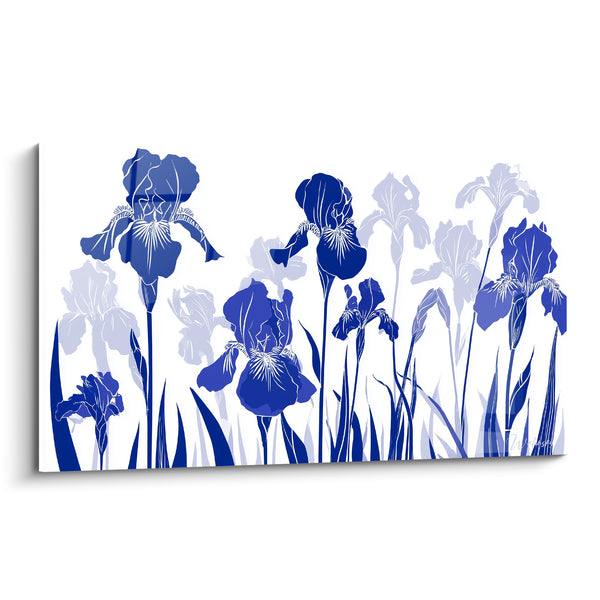 Tableau Fleurs bleu marine et blanc immaculé - Jardin silencieux - Edition Iris