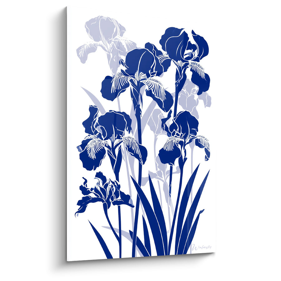 Cuadro Iris azul marino y blanco en silueta - Aliento botánico - Edición Iris