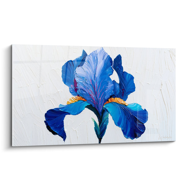 Tableau Fleur bleue aux touches dorées - Éclosion printanière - Edition Iris