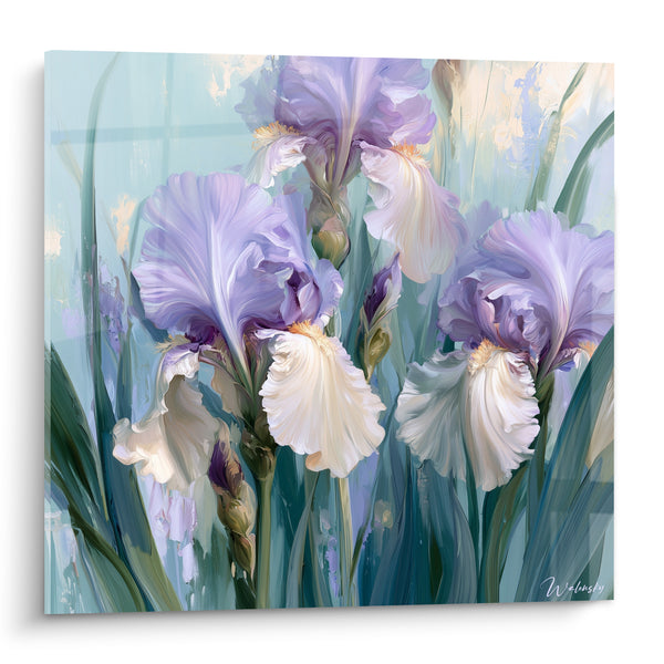 Tableau Iris mauve et blanc aux pétales ondulés - Éveil printanier - Edition Iris