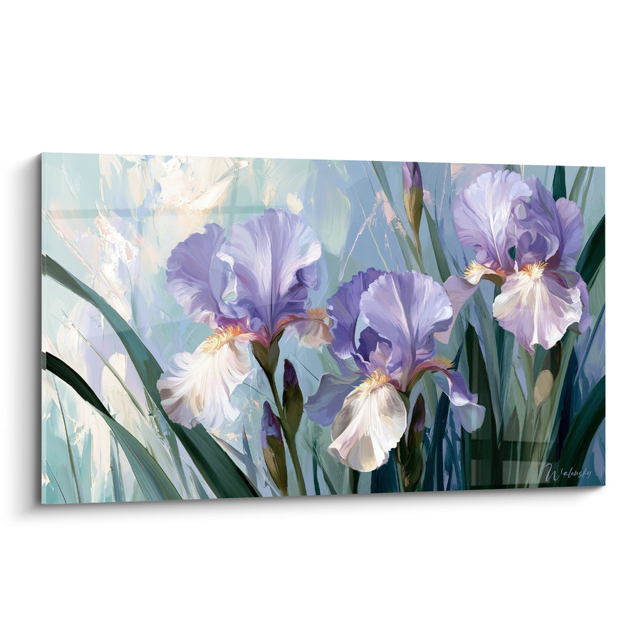 Tableau Fleurs violettes et blanches aux pétales veloutés - Réveil au jardin - Edition Iris