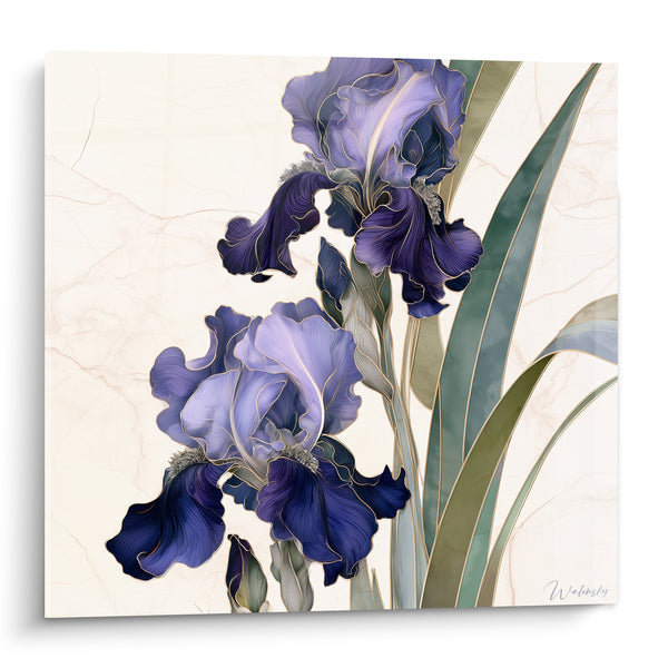 Tableau Fleurs violettes aux contours dorés - Élégance botanique - Edition Iris