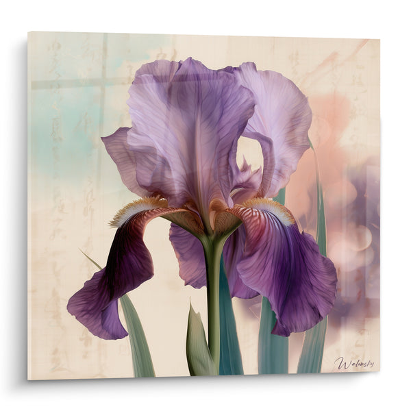 Tableau Iris violet aux nervures dorées - Mémoire florale - Edition Iris