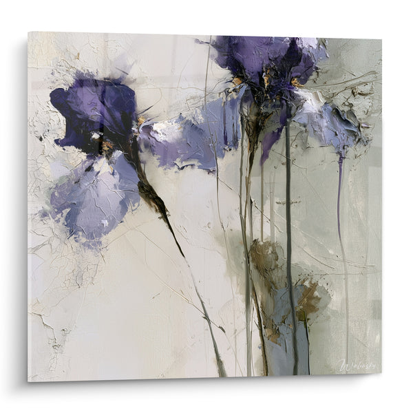 Tableau Fleurs violettes aux tiges filantes - Souffle éphémère - Edition Iris