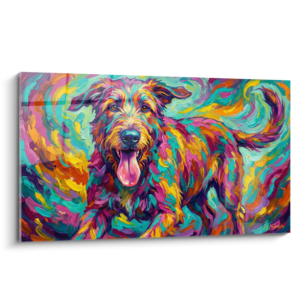 Hundebild mit wirbelnden bunten Farben - künstlerische Explosion - Irish Wolfhound Edition