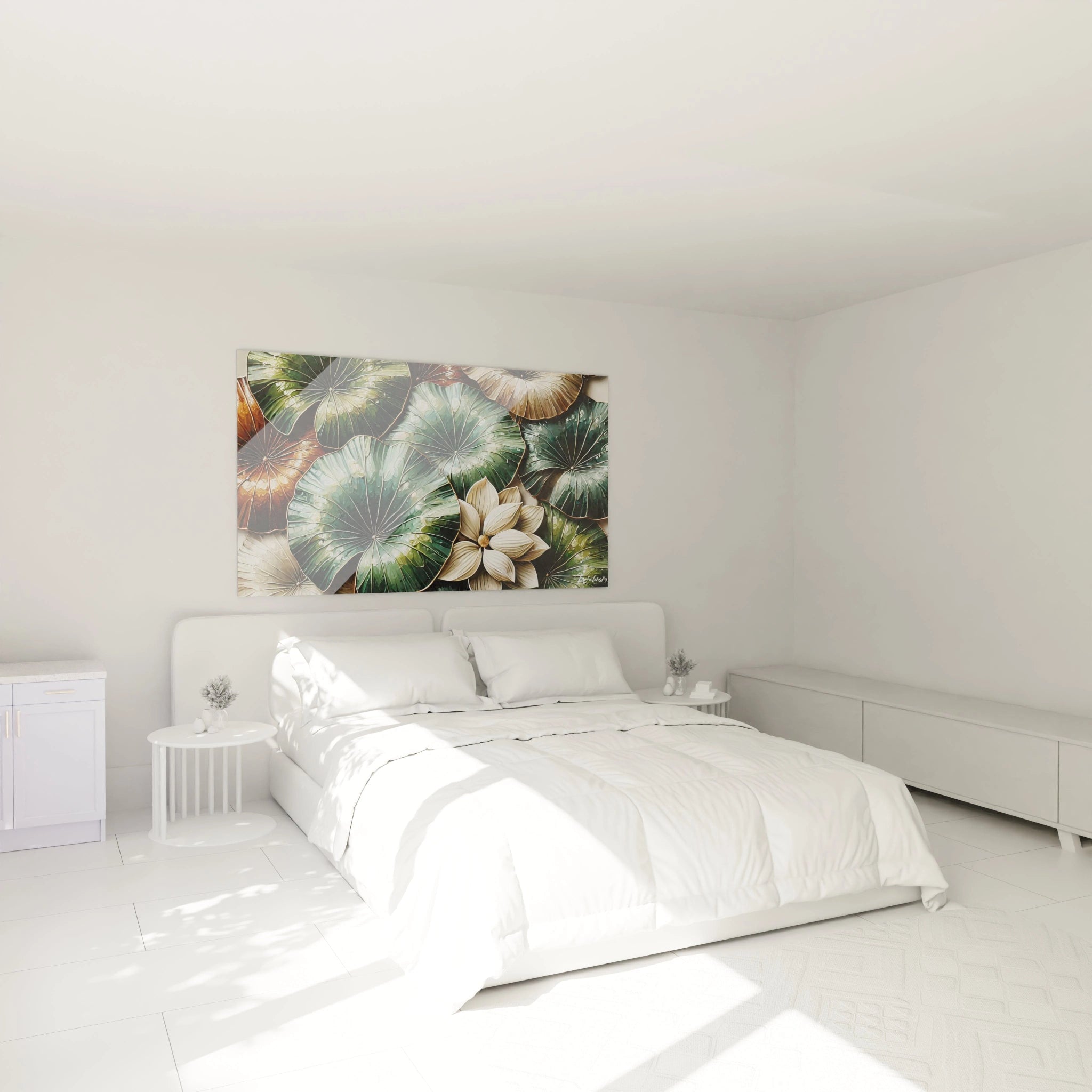 Transformez votre chambre avec ce tableau zen au-dessus du lit. Ses teintes naturelles et son relief apportent une serenite ideale pour un espace de repos.

