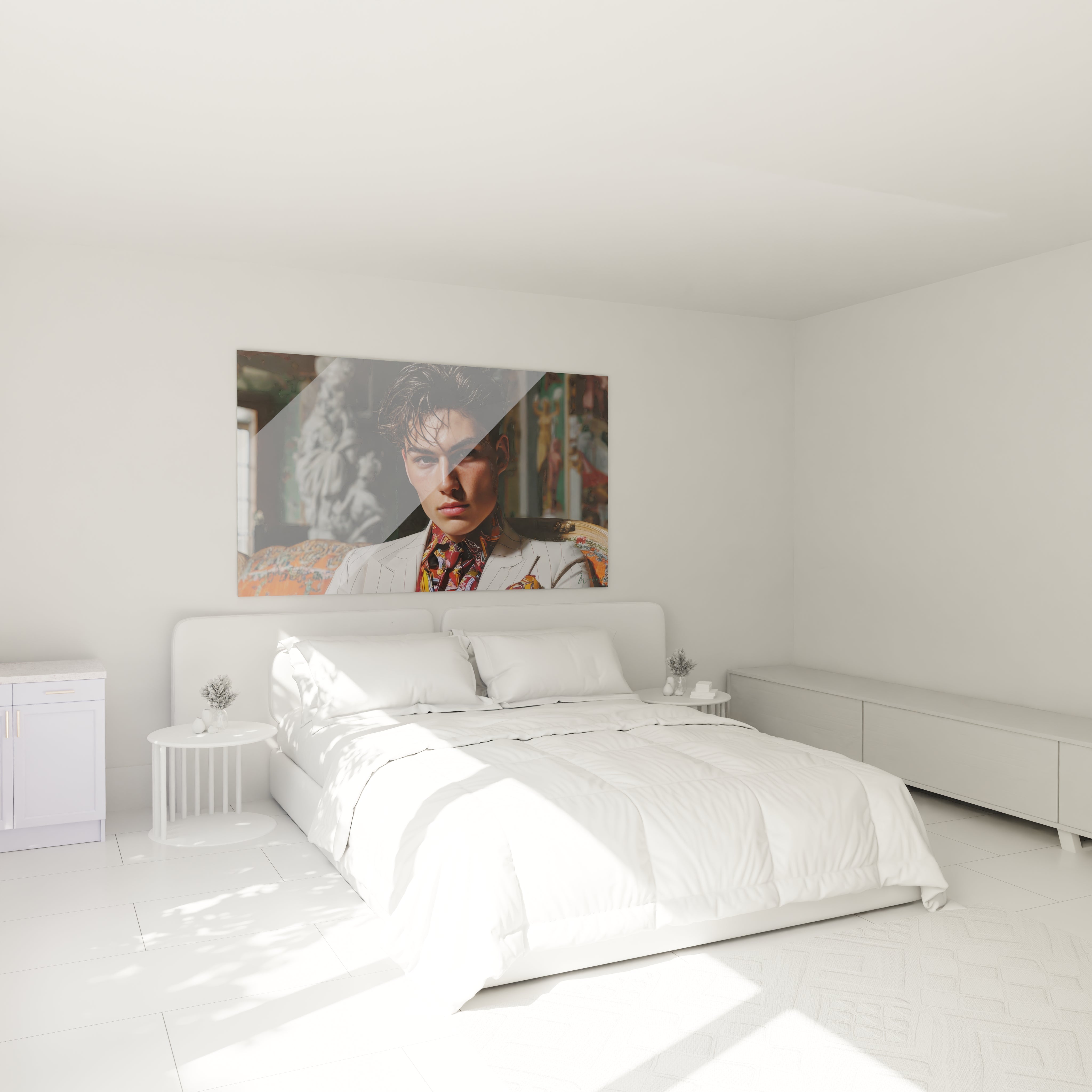 Tableau mural jeune homme regard magnétique pour une décoration moderne de chambre