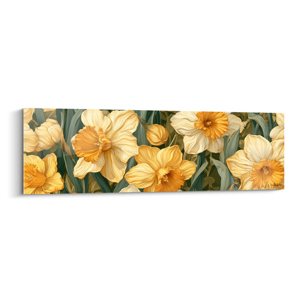 Tableau Jonquilles ivoire et safran aux veines dessinées - Bouton fermé latéral - Edition Jonquille