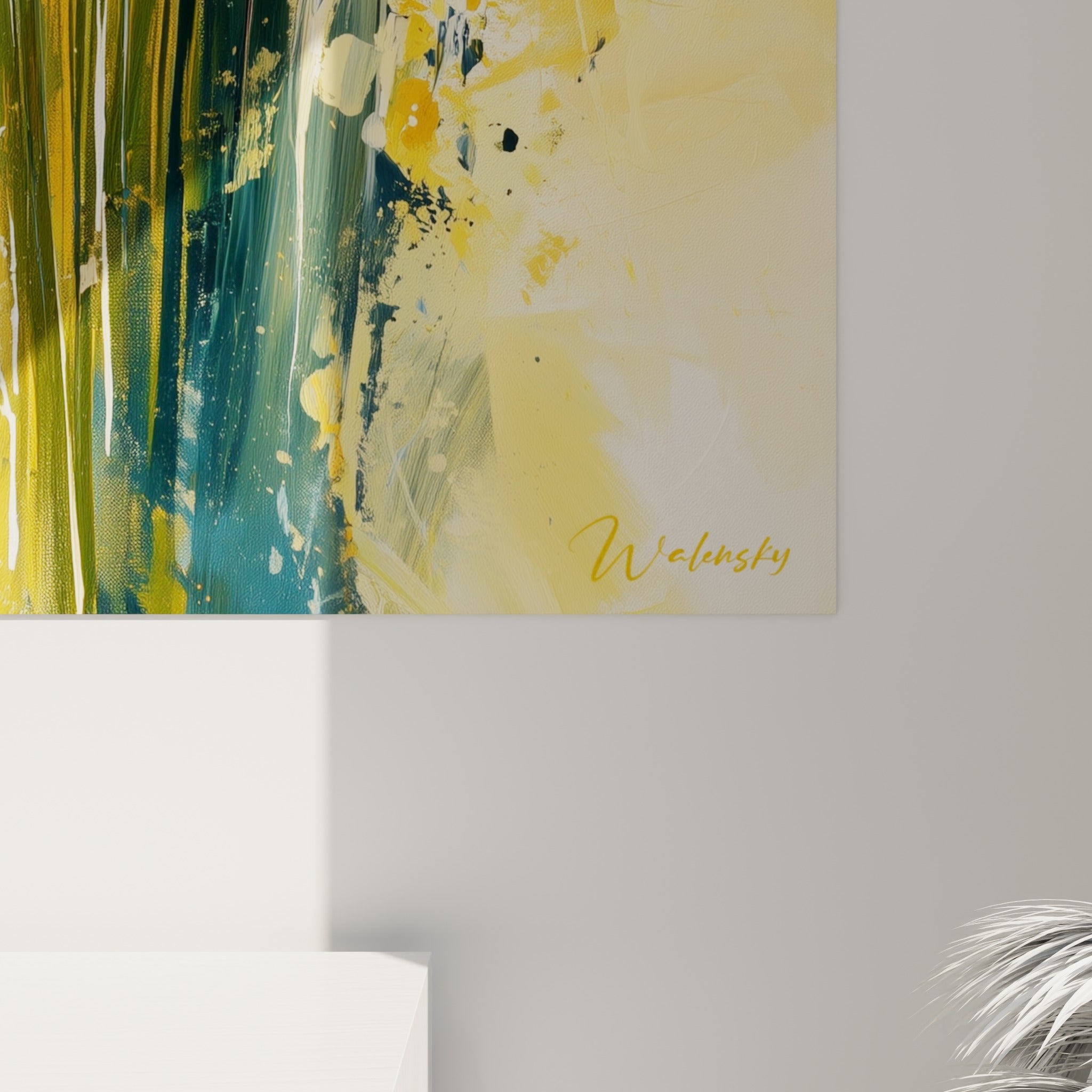 Empâtements de peinture blanche et jaune doré visibles sur les pétales de jonquille en gros plan