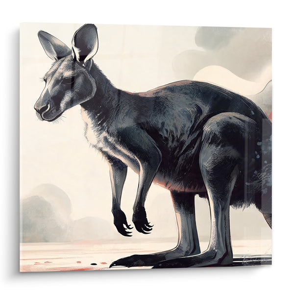 Tableau Kangourou anthracite au profil élégant - Veille silencieuse - Edition Kangourou