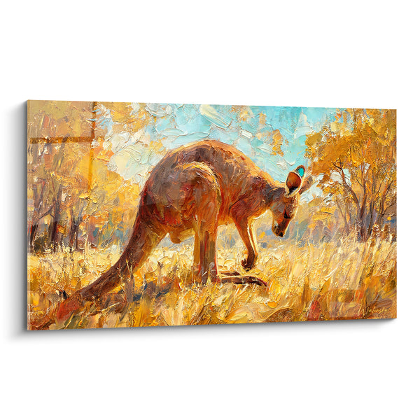 Tableau Kangourou brun et doré dans la savane - Chaleur de la savane - Edition Kangourou