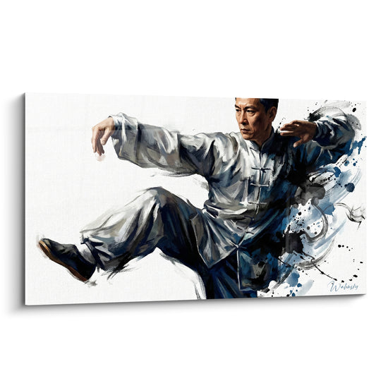 Tableau Maître en tenue blanche et bleu marine - Instant de maîtrise - Edition Karaté