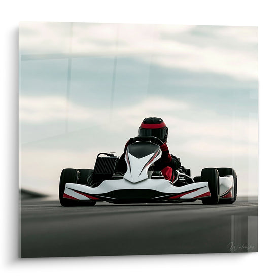 Tableau Kart blanc et rouge sur circuit - Ligne de tension - Edition Karting