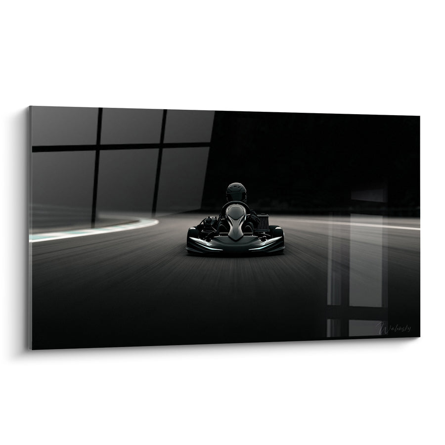 Tableau Kart noir sur piste anthracite - Ligne de vitesse - Edition Karting