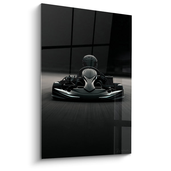 Tableau Kart noir et gris carrosserie sculptée - Reflets d'asphalte lisse - Edition Karting