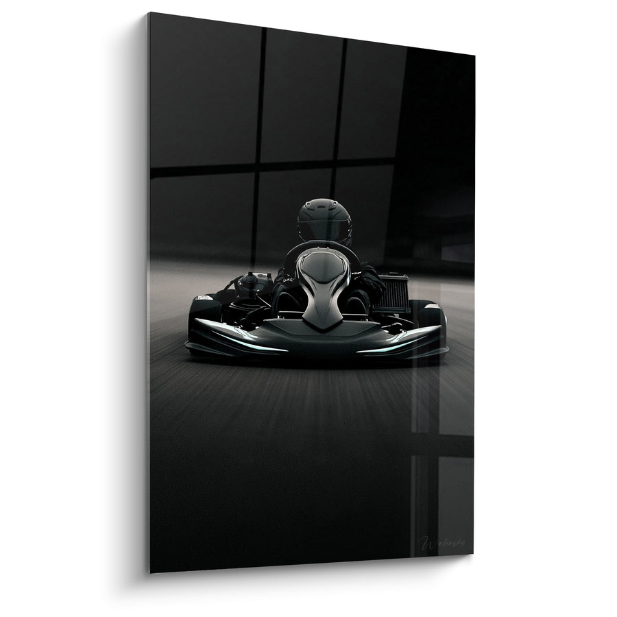 Tableau Kart noir et gris carrosserie sculptée - Reflets d'asphalte lisse - Edition Karting