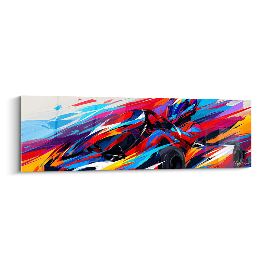 Tableau Pilote casqué rouge et bleu éclatant - Explosion vitesse - Edition Karting