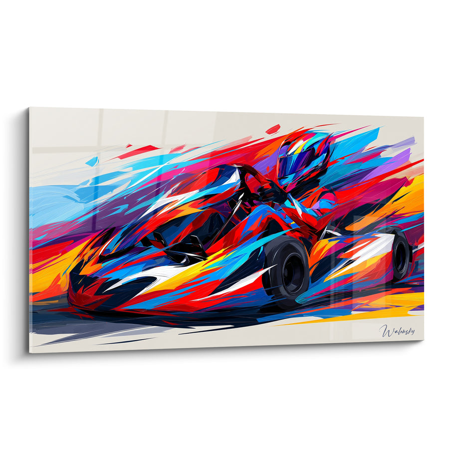 Tableau Kart rouge et bleu en pleine vitesse - Explosion de vitesse - Edition Karting