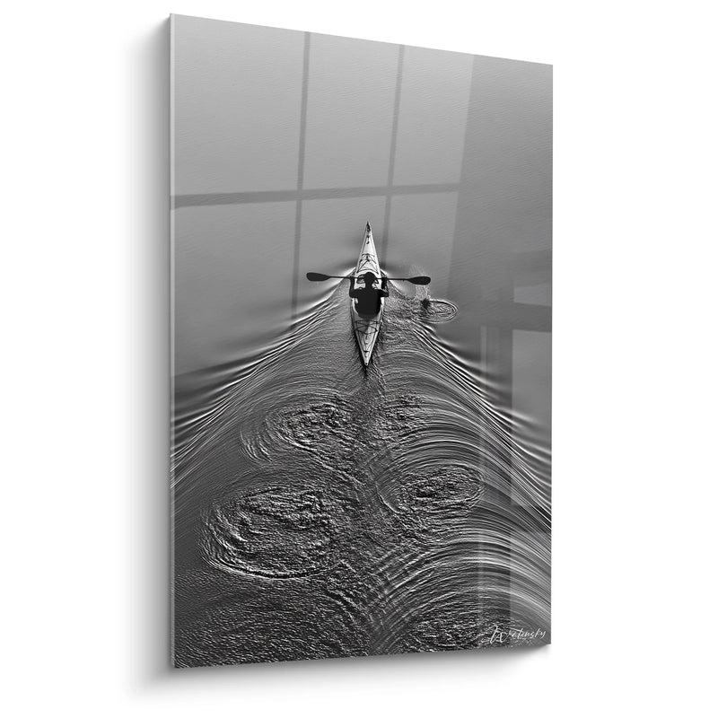 Kayaking Wall Art - Wake in Black and White - Black and White Sports Edition