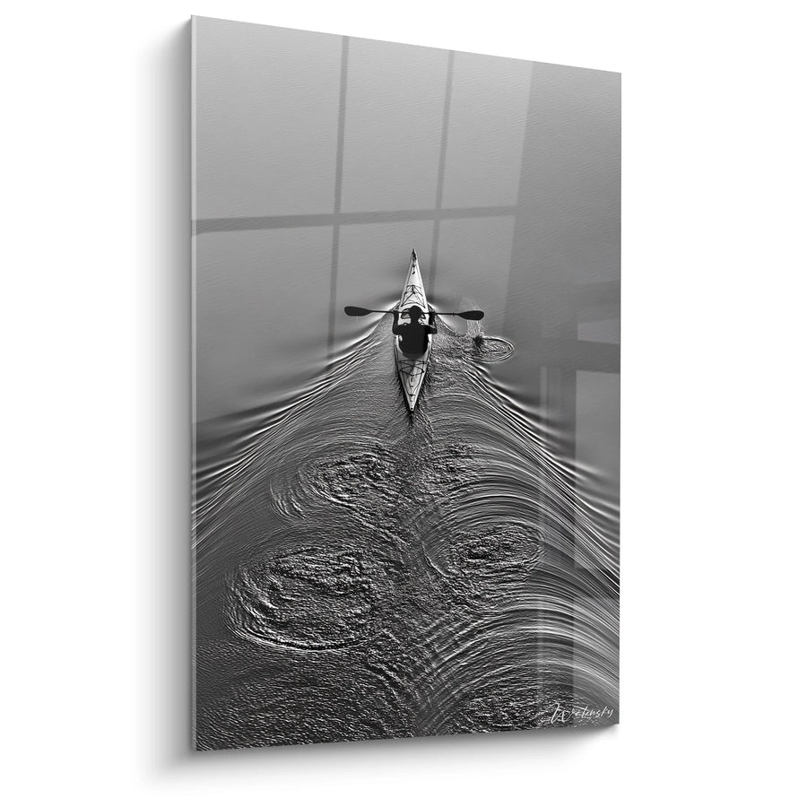 Tableau Kayak - Sillage en noir et blanc - Edition sports noir et blanc