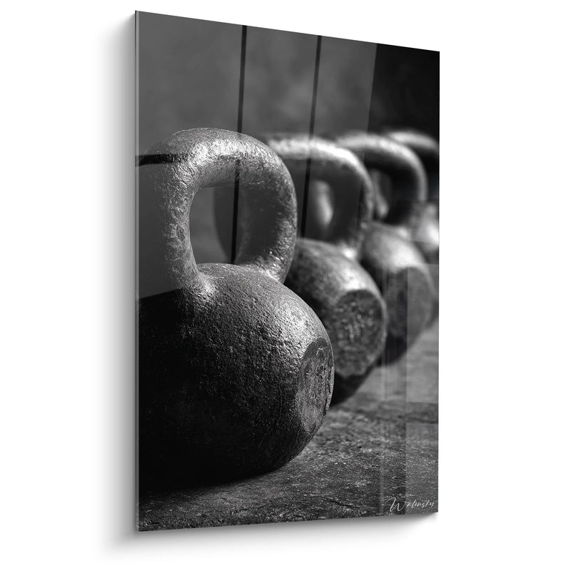 Kettlebells Wall Art - Brute Force - Black and White Sports Edition