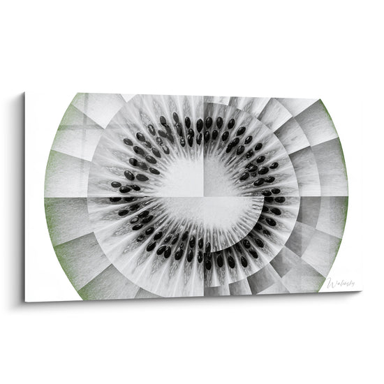 Tableau Kiwi vert et blanc en mosaïque circulaire - Vertige givré - Edition Kiwi