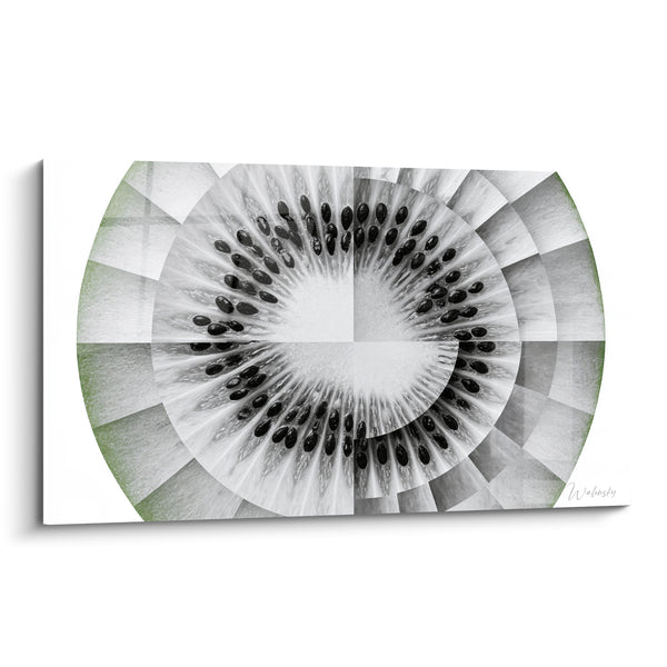 Tableau Kiwi vert et blanc en mosaïque circulaire - Vertige givré - Edition Kiwi