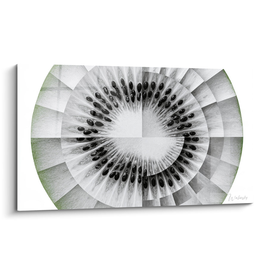 Tableau Kiwi vert et blanc en mosaïque circulaire - Vertige givré - Edition Kiwi