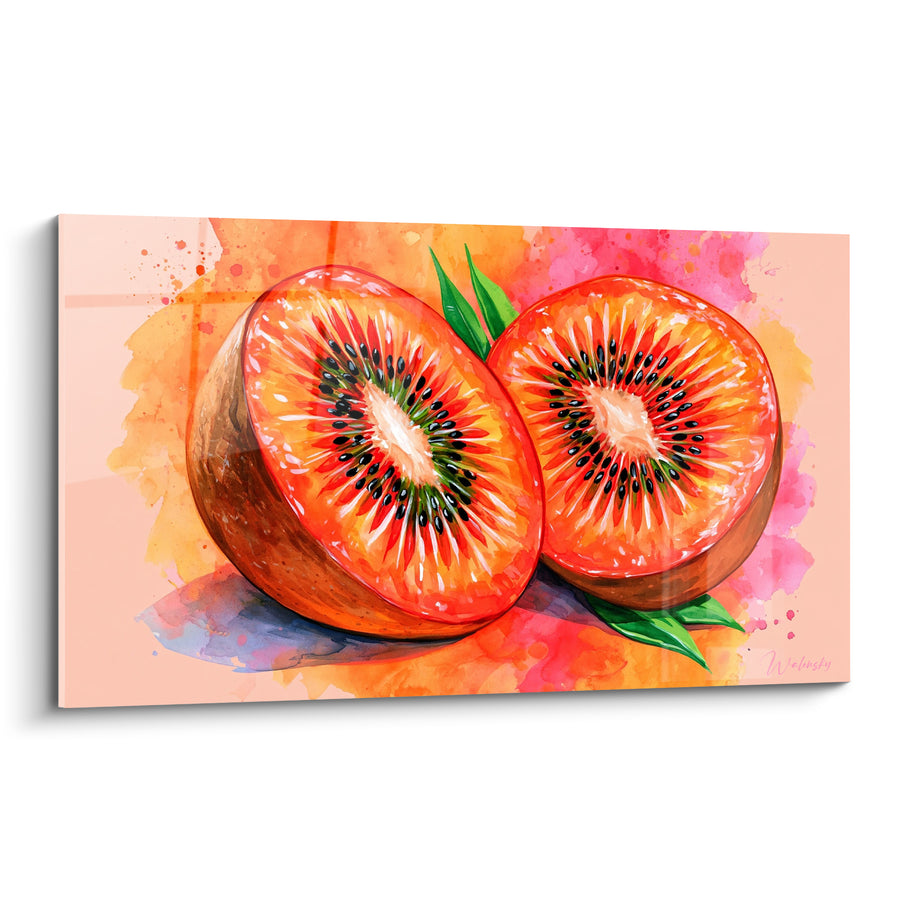 Tableau Kiwi orangé coupé en deux moitiés - Éveil gourmand - Edition Kiwi