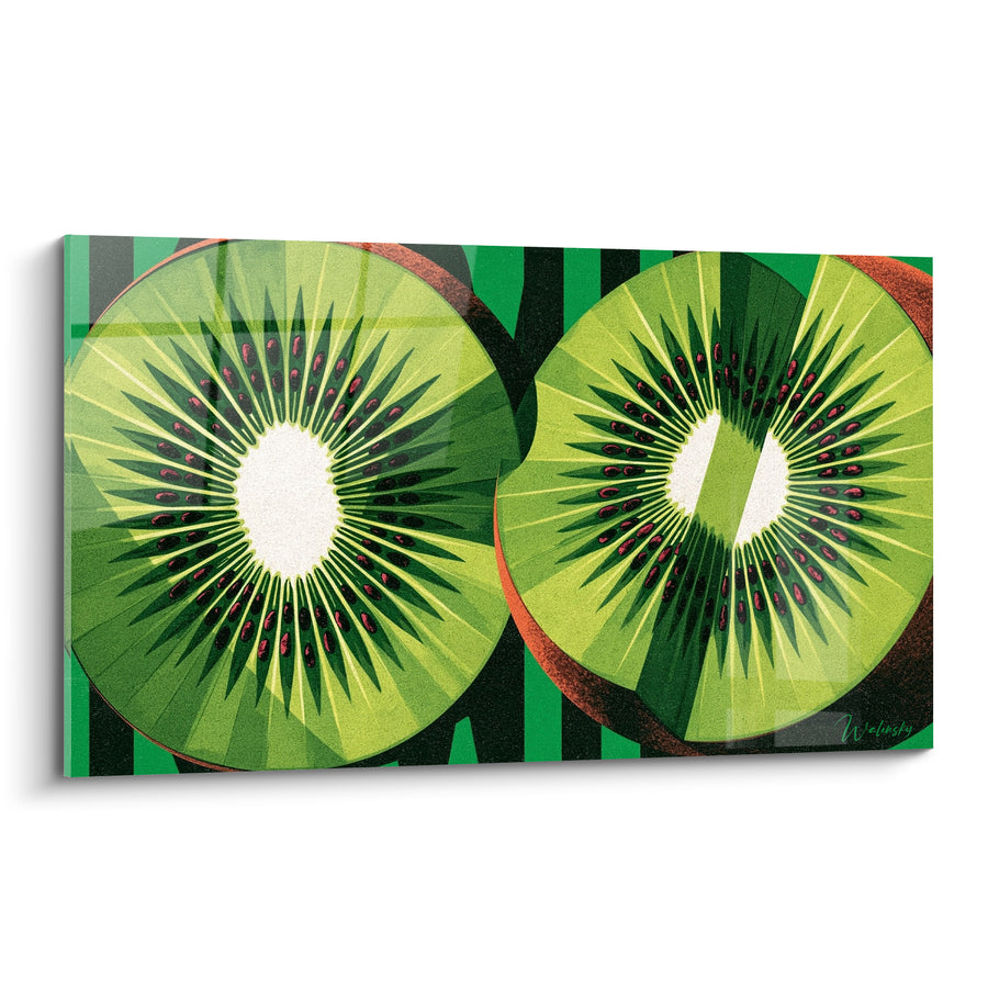 Tableau Kiwis tranchés vert et brun graphique - Fraîcheur croquante - Edition Kiwi