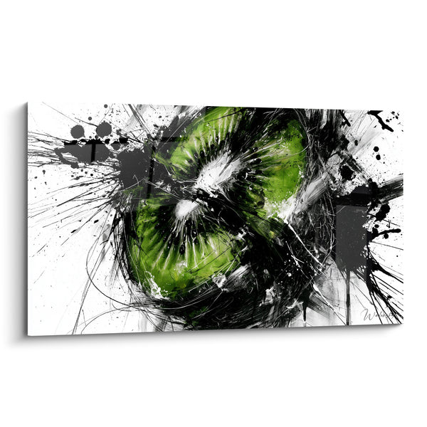 Tableau Kiwis verts aux éclaboussures noires - Explosion fruitée - Edition Kiwi