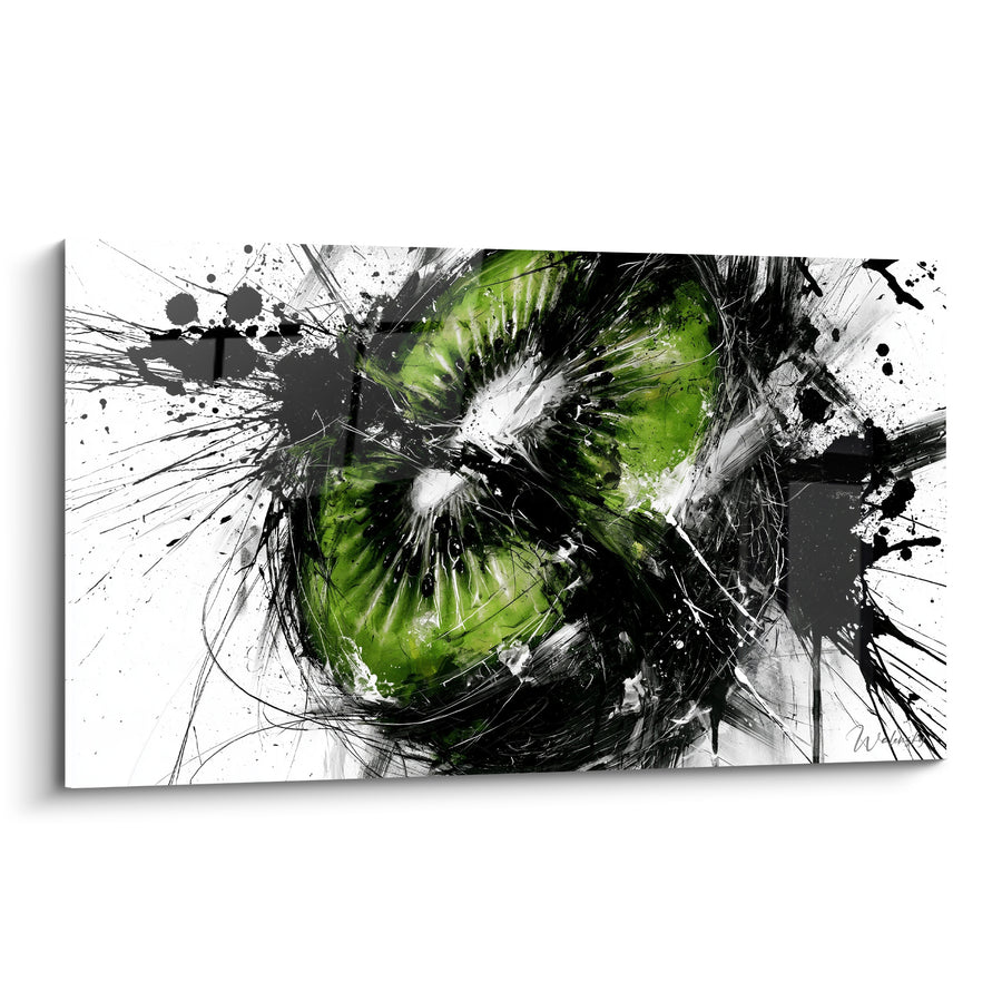 Tableau Kiwis verts aux éclaboussures noires - Explosion fruitée - Edition Kiwi
