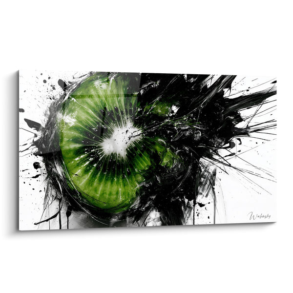 Tableau Kiwi tranché vert et noir explosif - Explosion gourmande - Edition Kiwi